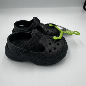 Crocs Classic Mary Jane Glitter Clog Toddler Size C6 Black New